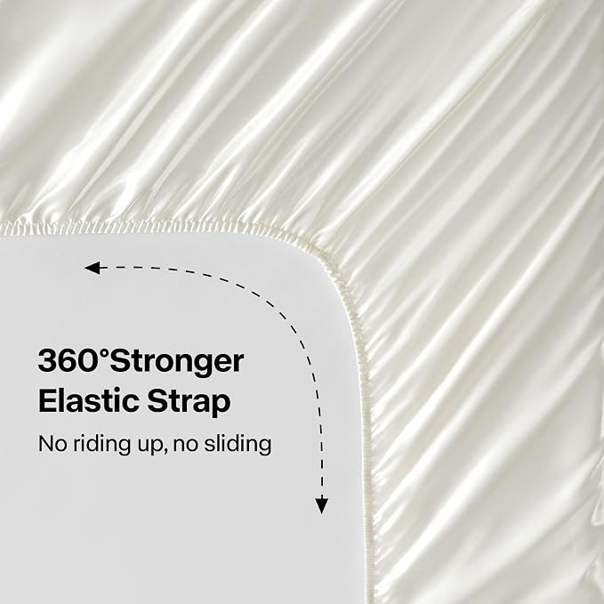BEDELITE California King Sheets Set, Luxury Soft Ivory White Satin Sheets - Image 5