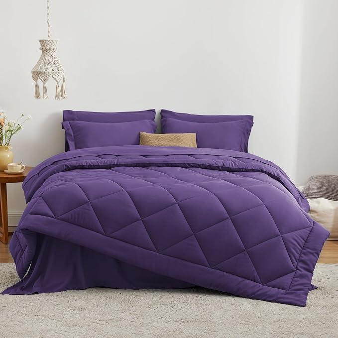 Love's cabin Twin XL Comforter Set Purple, 5 Pieces Twin XL Bed in a Bag - Image 2