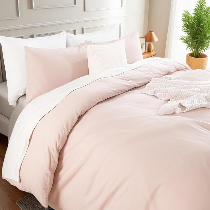 NEXHOME PRO Duvet Cover Set King Size Linen Look Textured Organic Natural 100% - Image 5
