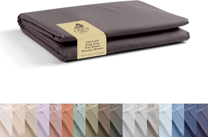 Linen Home 100% Cotton Percale 1 Flat Sheet, King Size by LINENHOME