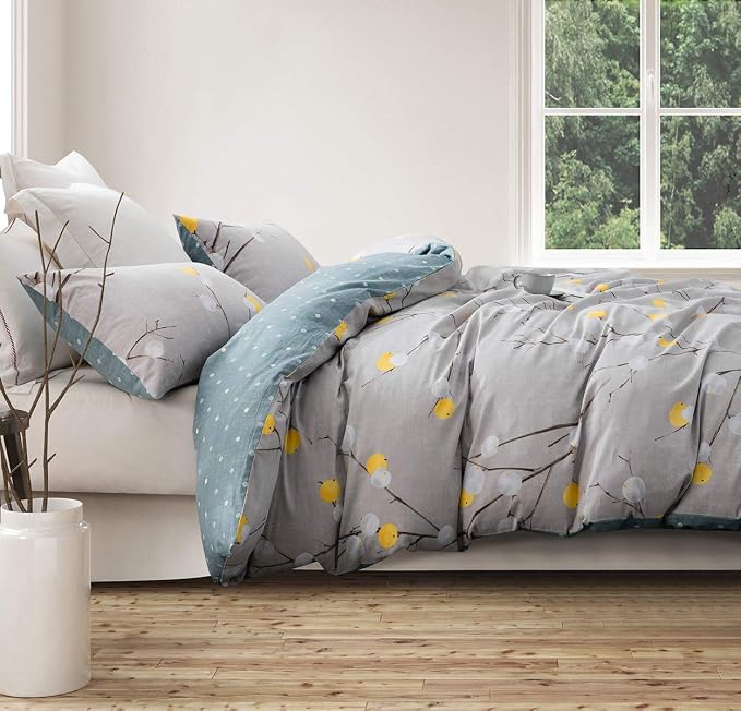 SLEEPBELLA Duvet Cover King, 600 Thread Count Cotton Grey Branch - Image 2