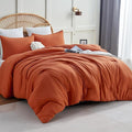 CozyLux Terracotta King Size Comforter Set, 3 Pieces Burnt Orange Rust Solid by CozyLux