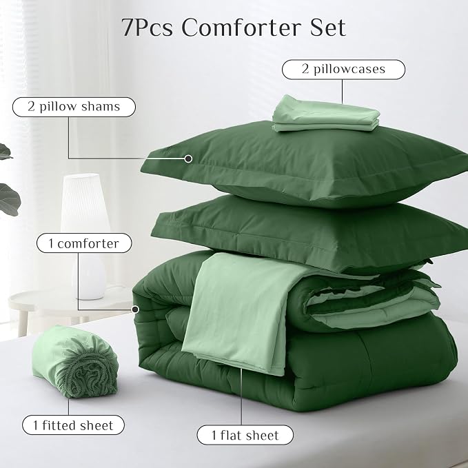 JOLLYVOGUE Full Comforter Set, Ultra-Soft Bed in a Bag Full Size 7 Pieces - Image 5