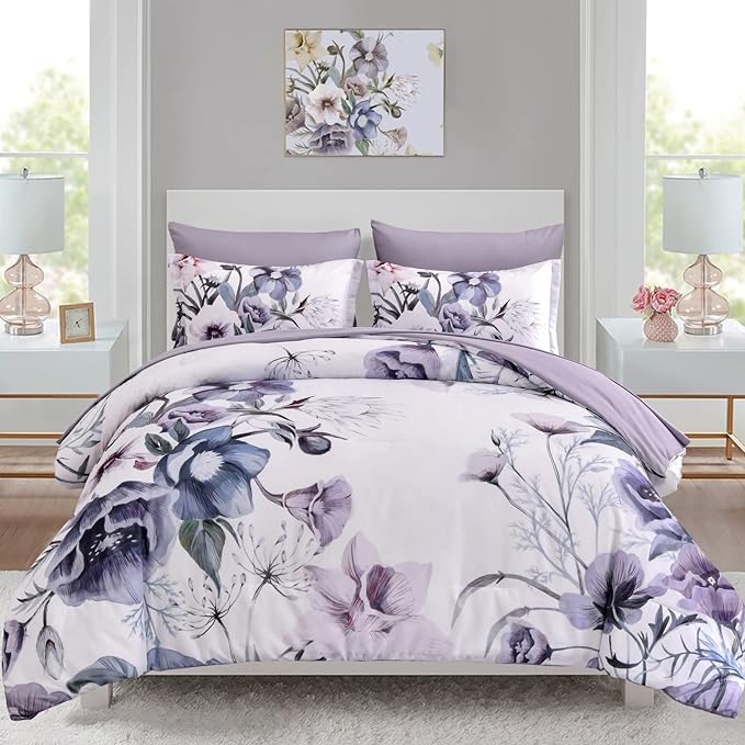 Luxudecor Floral Comforter Set California King Size 7 Piece, Elegant Floral by Luxudecor