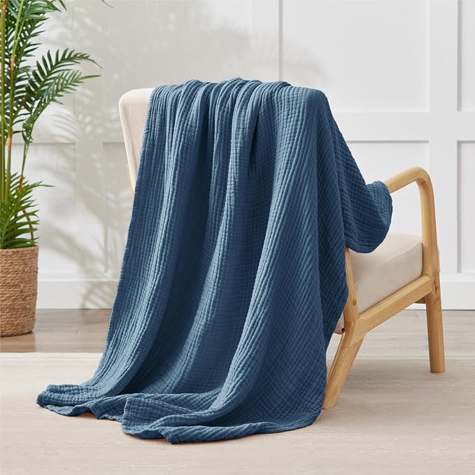 100% Cotton Muslin Blanket 50" x 60", Breathable and Lightweight Cotton Throw - Image 5