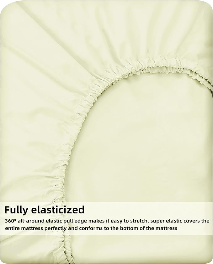 HBHLFZ King Fitted Sheet Only, Soft Breathable Bottom Sheet - Image 5