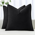 MIULEE Decorative Linen Euro Sham Pillow Covers 26x26 Black Boho Farmhouse by MIULEE