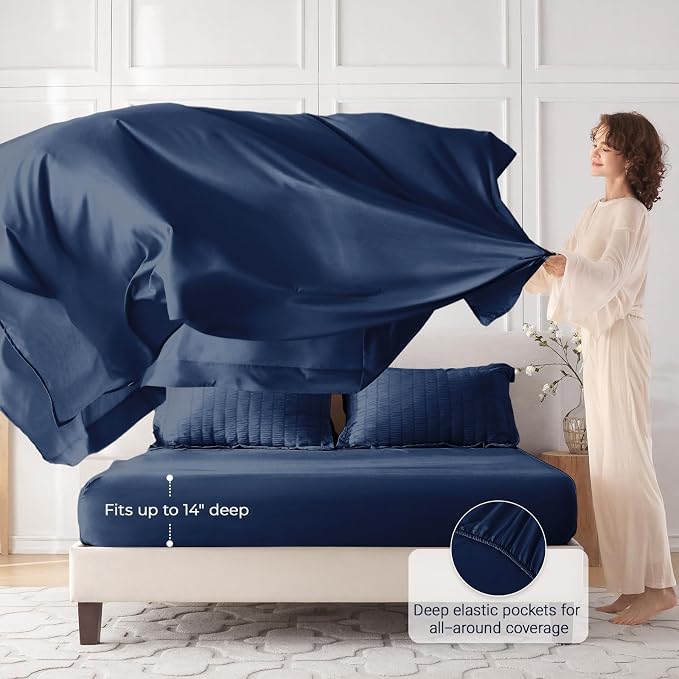 MUXHOMO 7 Pieces Queen Comforter Set, Seersucker Bed in a Bag Queen Size - Image 3