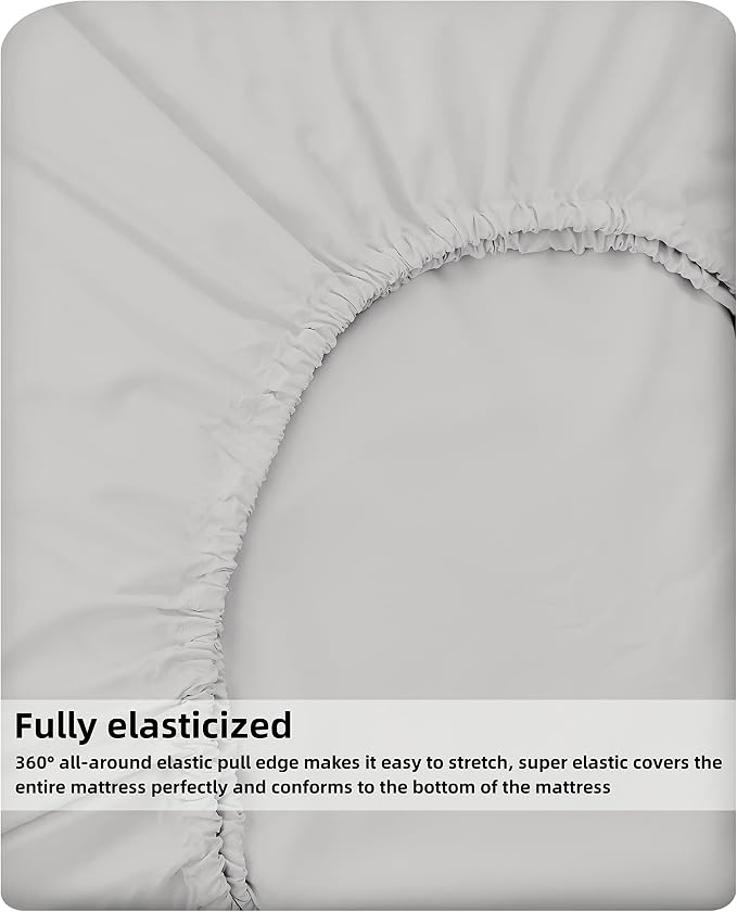 HBHLFZ King Fitted Sheet Only, Soft Breathable Bottom Sheet - Image 5