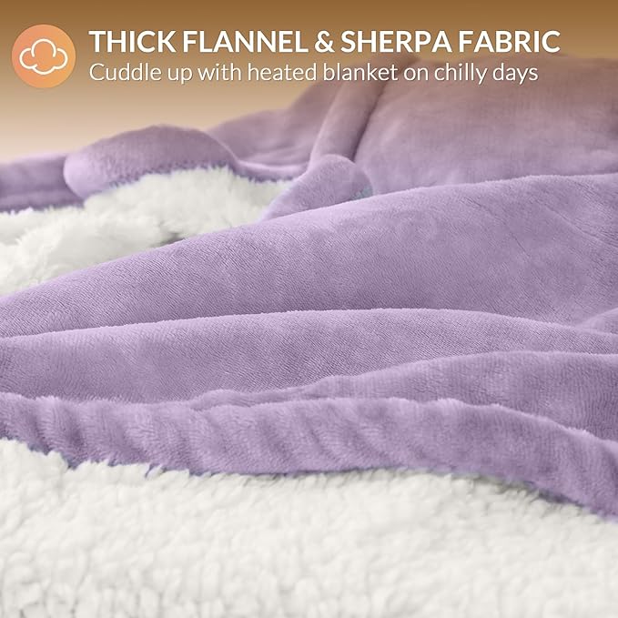HOMLYNS LuxeHeat Heated Blanket Electric Blanket King Size, Soft Flannel Sherpa - Image 5