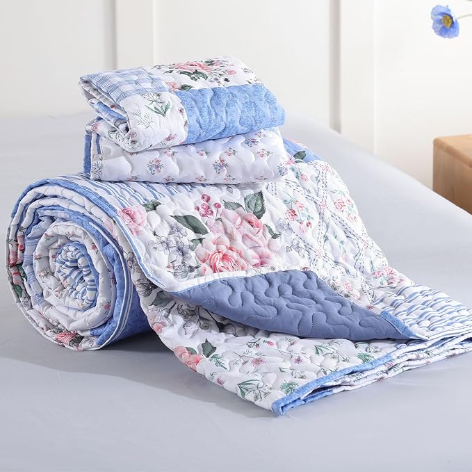 YIKUSH Quilt Sets Twin Size Floral Quilt Set 2 Pieces Bedding Set Bedspreads - Image 6