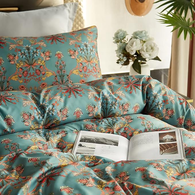 Cupocupa Duvet Cover Queen Size Set Boho Floral Pattern Queen Size Bed Vintage - Image 5