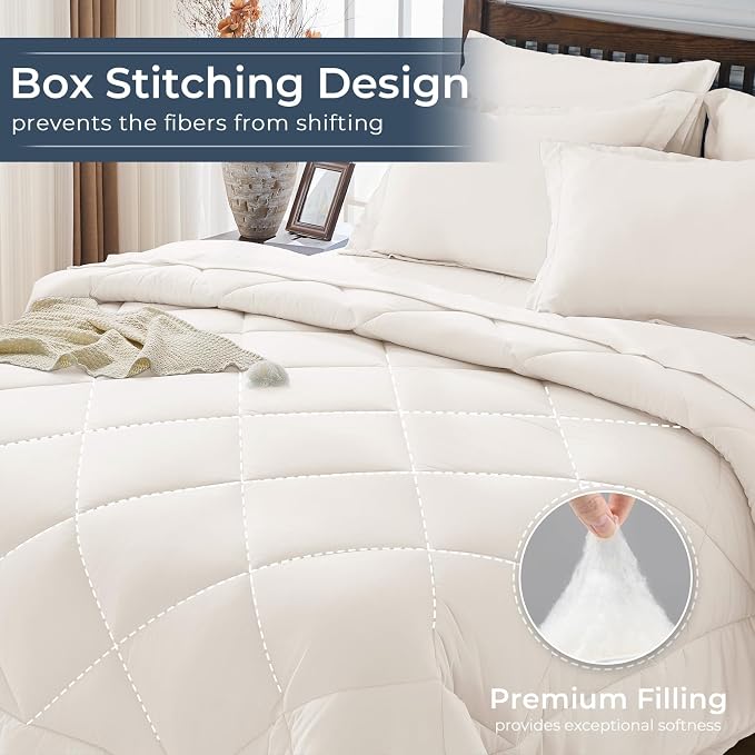 HEVUMYI Ivory Twin-XL Comforter Set - Image 4