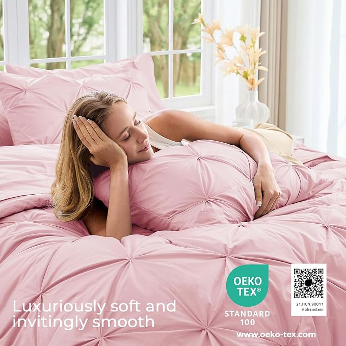 Sasttie Twin XL Comforter Set, 5-Piece Bed in a Bag, Pintuck Bedding Set - Image 3