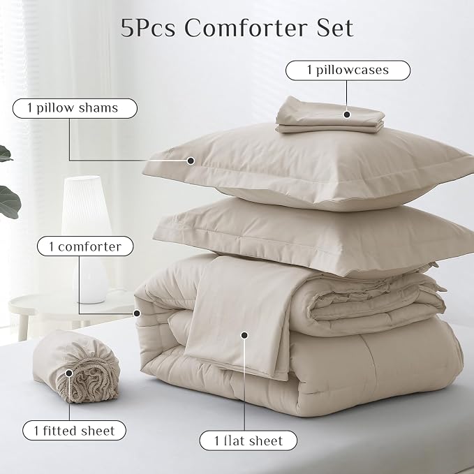 JOLLYVOGUE Twin XL Comforter Set, Ultra-Soft Bed in a Bag Twin XL Size 5 Pieces - Image 5