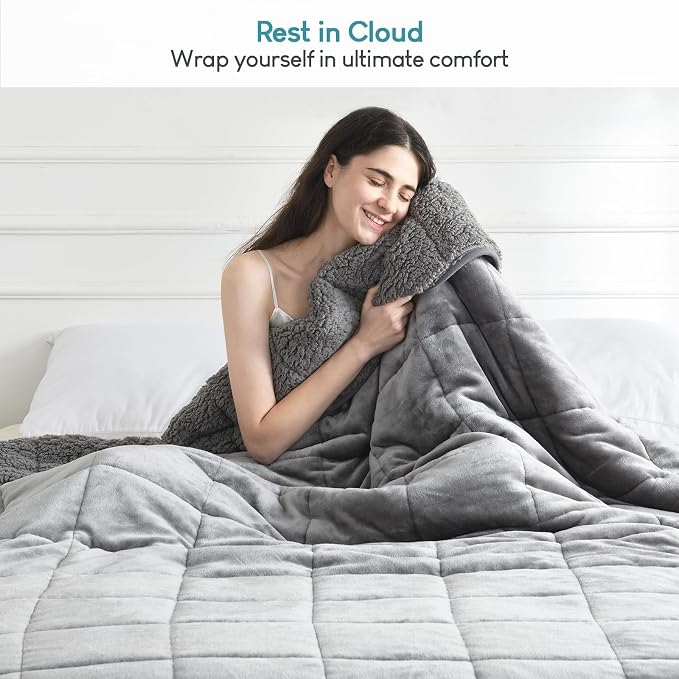Cottonblue Weighted Blanket 15 lbs Queen Size 60x80 inches, Flannel Shaggy - Image 6
