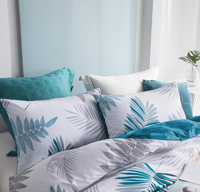 SLEEPBELLA Duvet Cover Twin, 600 Thread Count Cotton Leaf Botanical Pattern - Image 5