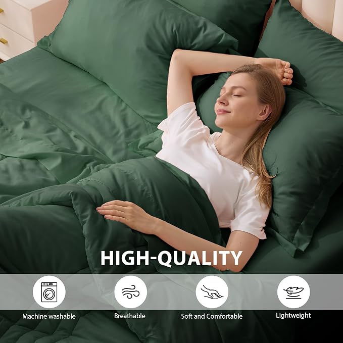 Queen Comforter Set Emerald Green - Image 4