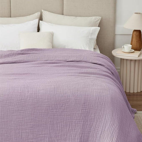 100% Cotton Muslin Blanket Twin XL 66" x 90", Breathable and Cooling Bed - Image 2