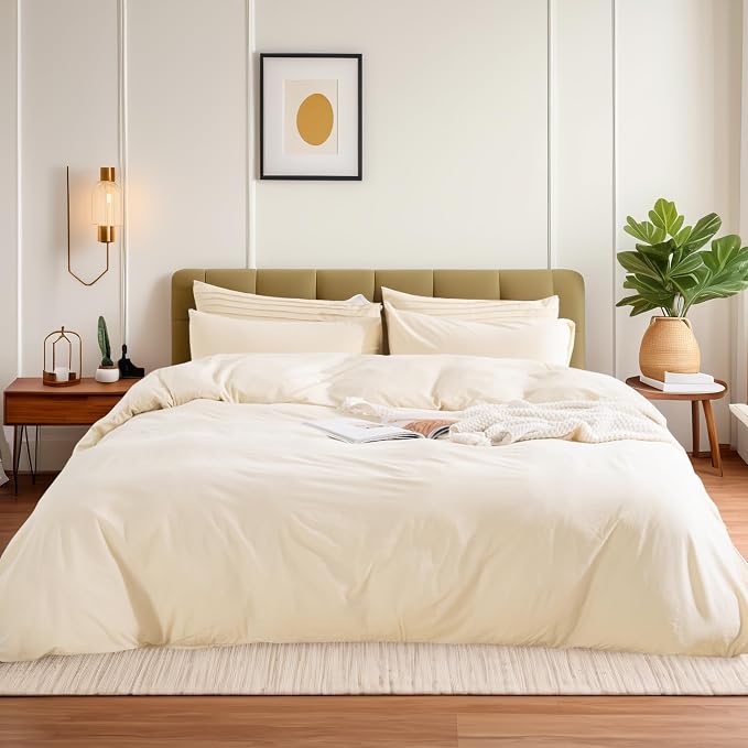 NEXHOME PRO Duvet Cover Twin XL 100% Washed Cotton, Breathable, Linen Like - Image 2