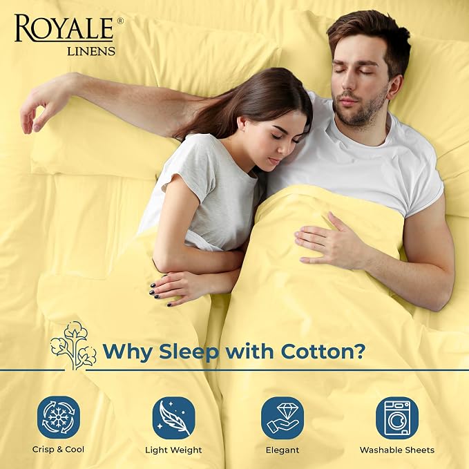 Royale Linens 100% Organic Cotton Queen Flat Sheet Only - Image 3