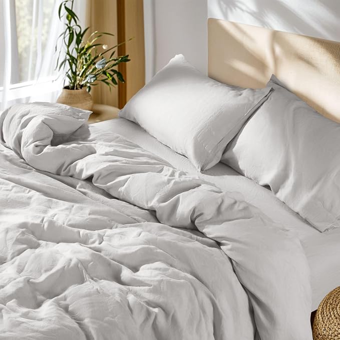 SONORO KATE 100% French Linen Duvet Cover Full Size, Soft Breathable by SONOROKATE