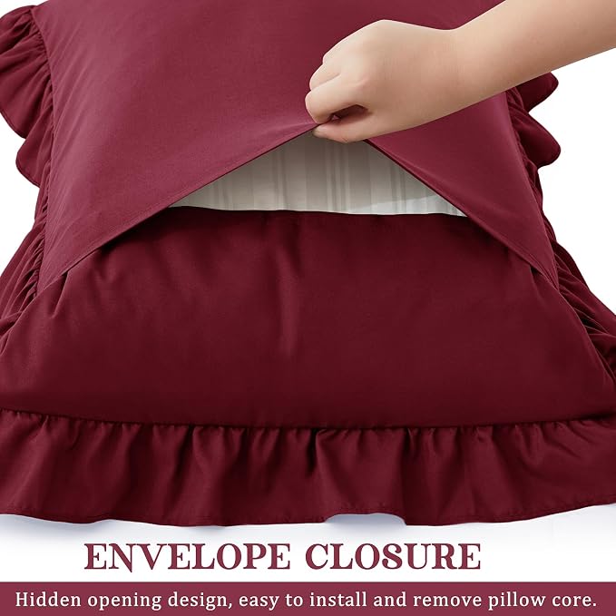 KKJIAF Ruffle Pillow Cases Standard Size Set of 2, Ruffled Pillow Covers - Image 5