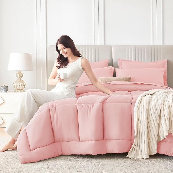 Sasttie Full Size Comforter Sets, 7 Pieces Bed in a Bag Full, Complete Bedding - Image 9