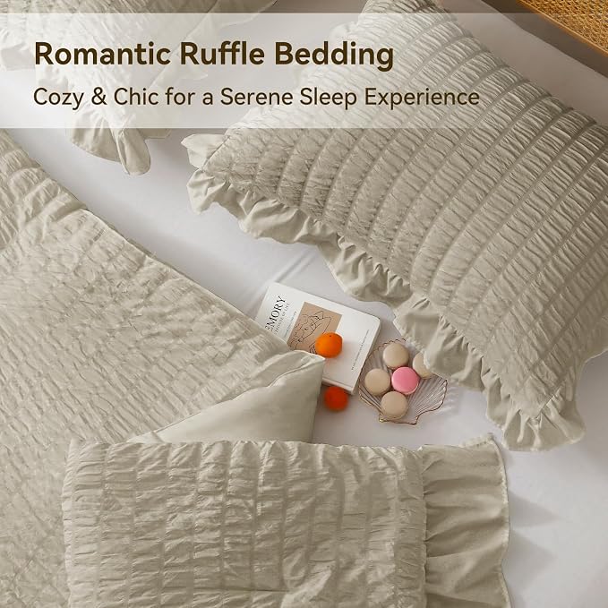JOLLYVOGUE Twin Size Comforter Set, 2 Pieces Linen Seersucker Lightweight - Image 4