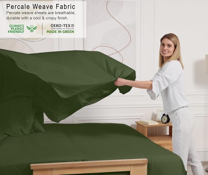 RUVANTI 100% Cotton Sheets – Full Size Percale Bedding, Cooling & Breathable - Image 3