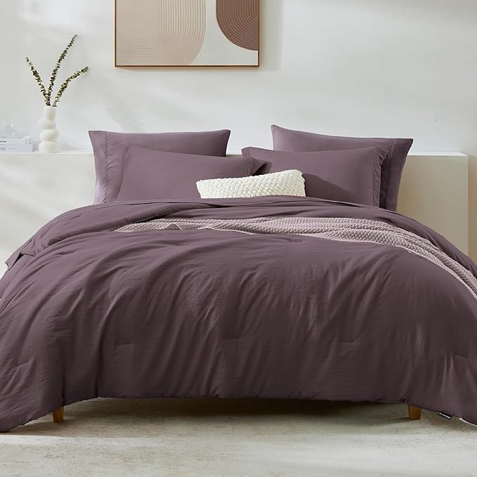 WRENSONGE Full Size Comforter Set- 7 Pieces Artic Plum Bed in a Bag Full Size by WRENSONGE