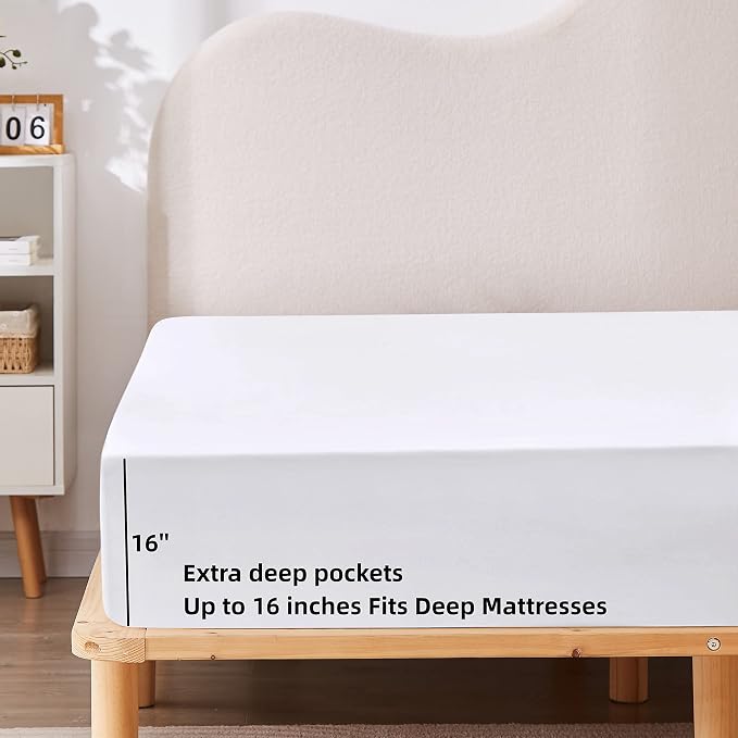 HBHLFZ Full Fitted Sheet Only, Soft Breathable Bottom Sheet - Image 3