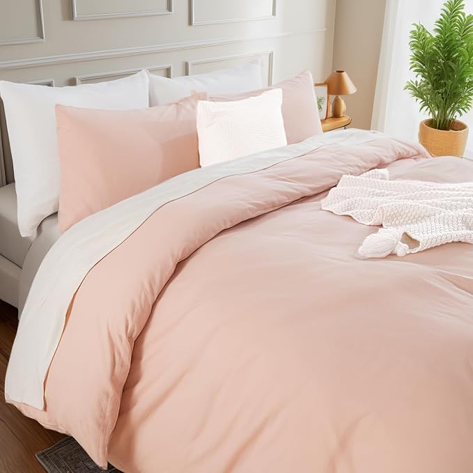 NEXHOME PRO Duvet Cover Set Queen Size Linen Feel Textured Organic Natural 100% - Image 5