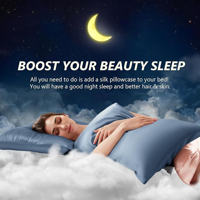 Silk Pillow Cases 2 Pack Standard Size Mulberry Silk Pillowcase Set of 2 - Image 3