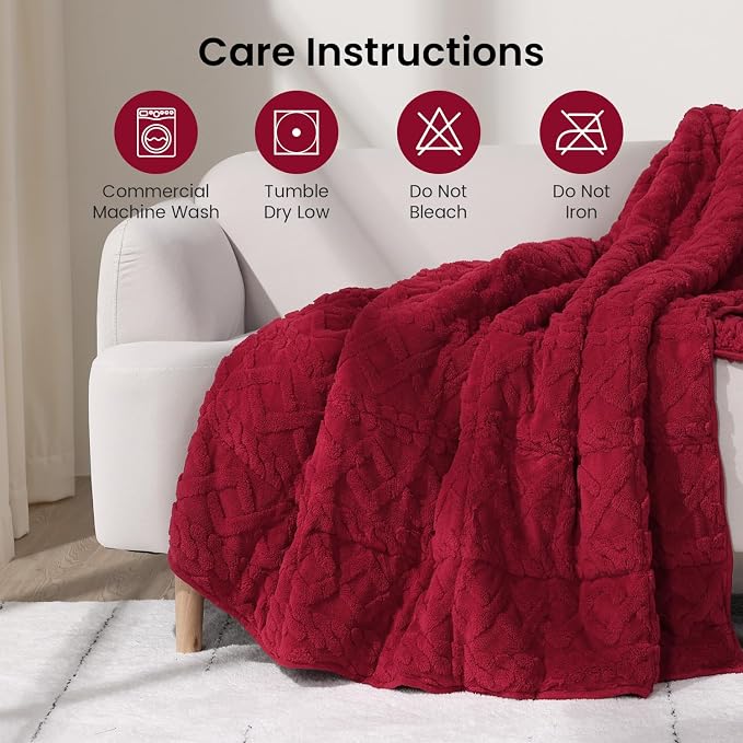 Drewin Adults Weighted Blanket Queen Size 15 lbs, 3D Stylish Fluffy Jacquard - Image 7