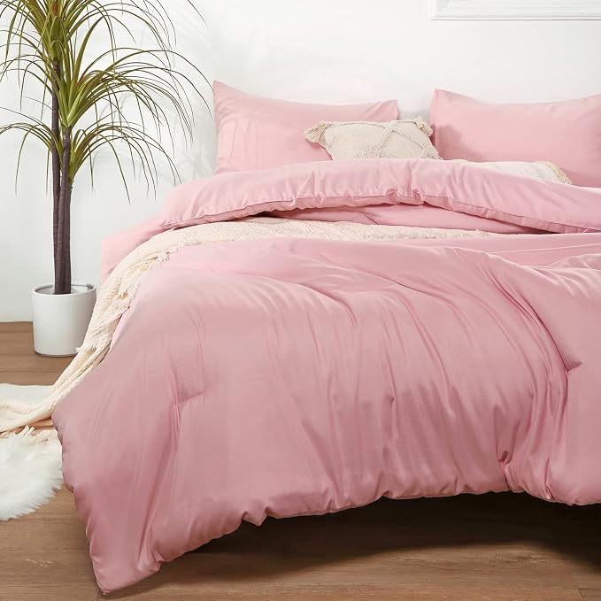 ROSGONIA Pink California King Comforter Set - Image 3