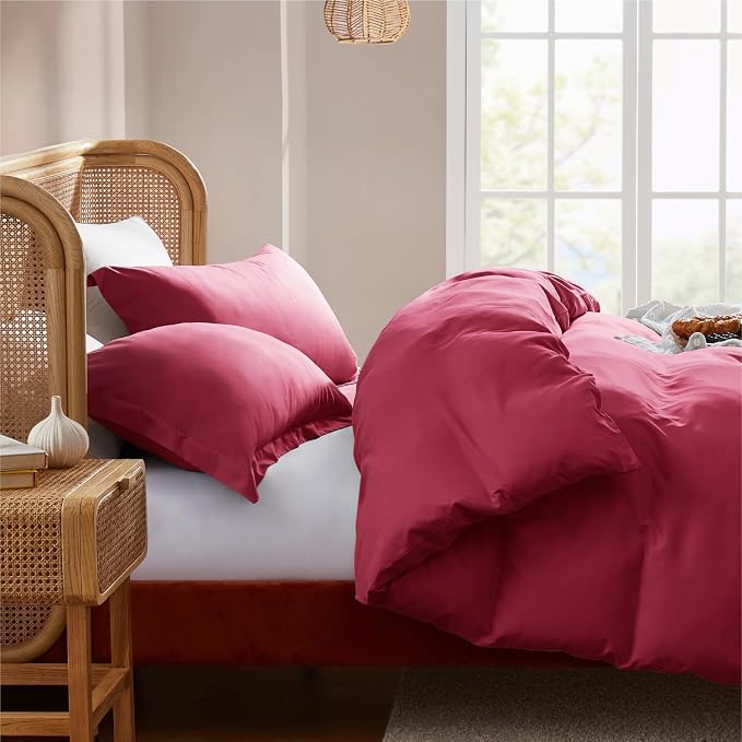 Nestl Burgundy Red Duvet Cover Queen Size - Image 7