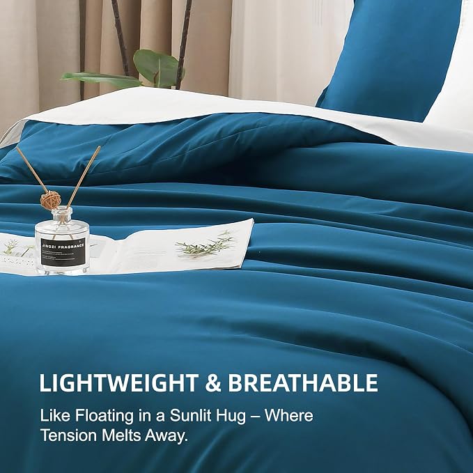Litanika Comforters Teal Oversized King Size, 3 Pieces Lightweight Solid - Image 6