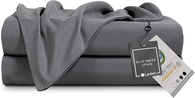 Lavisun Flat Sheets 2 Pack, Hotel Quality Flat Bed Sheets, Brushed Microfiber by Lavisun