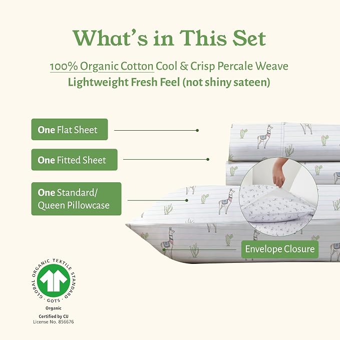 California Design Den Printed Twin Sheet Set Cotton, 100% Organic Cotton - Image 4