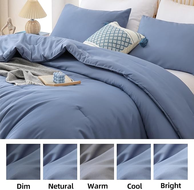ROSGONIA King Size Comforter Set Slate Blue - Image 8