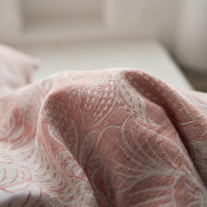 mixinni Duvet Cover King, Premium Cotton Double-Layer Yarn Pink Floral Jacquard - Image 6