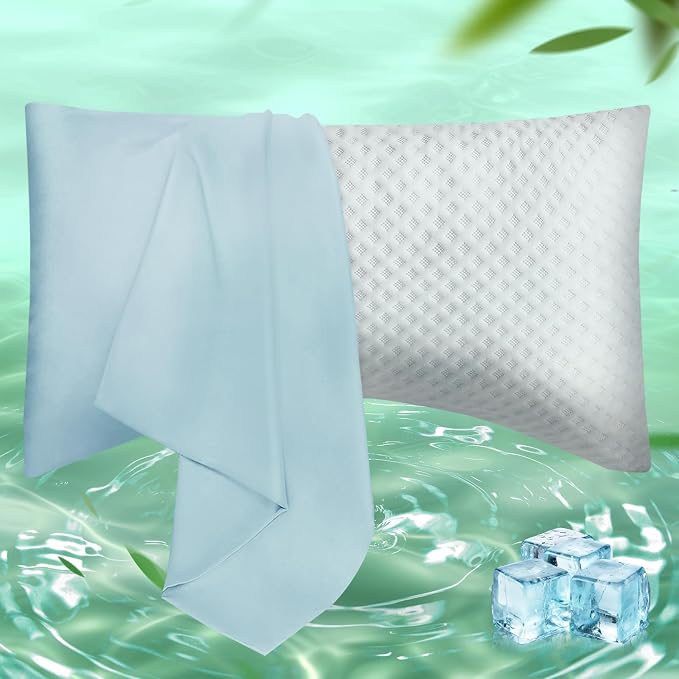 Curved Pillow Case King Size, Side Sleeper Pillow Cases Cover Cooling Rayon by JamRest