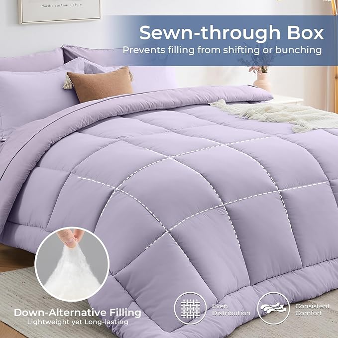 Sasttie Full Size Comforter Sets, 7 Pieces Bed in a Bag Full, Complete Bedding - Image 3