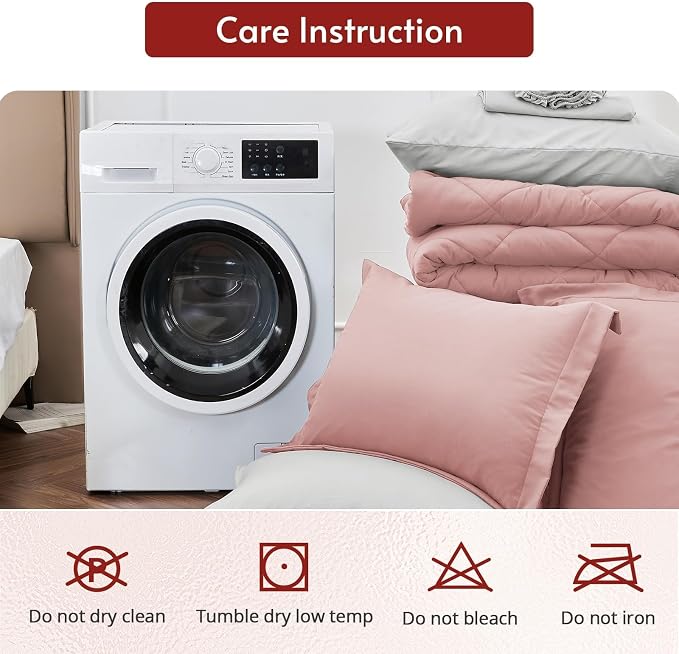 MUXHOMO 7 Pieces Queen Comforter Set, Reversible Bed in a Bag Queen Size - Image 9