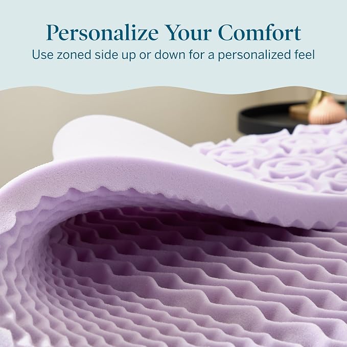 LUCID Lavender Infused 2 Inch Memory Foam Mattress Topper - Image 6