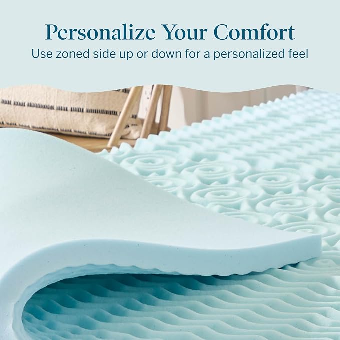 LUCID 2 Inch Gel Memory Foam Mattress Topper, Twin XL size – 5 Zones – Cooling - Image 5