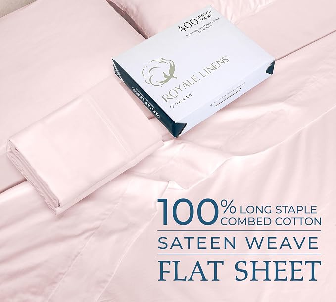 400 Thread Count 100% American Grown Cotton Pink Flat Sheet Only - Image 2