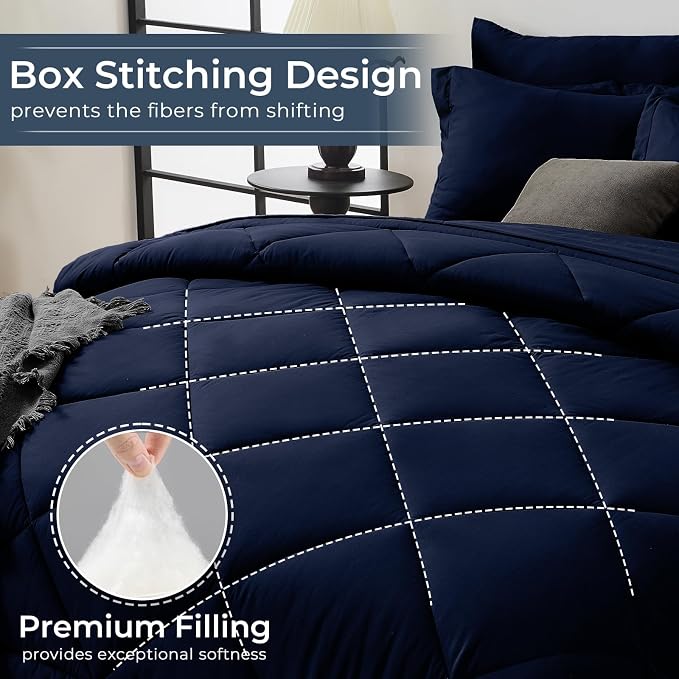 HEVUMYI Navy Blue Twin Comforter Set - Image 4