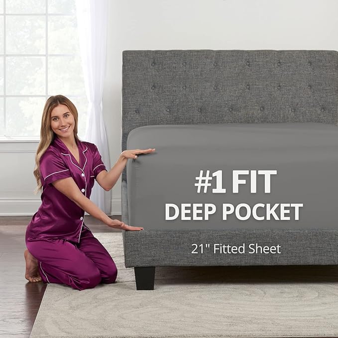 Full Fitted Sheet Deep Pocket Full Sheets – Microfiber Fitted Sheets Full Size by DeaLuxeBedding